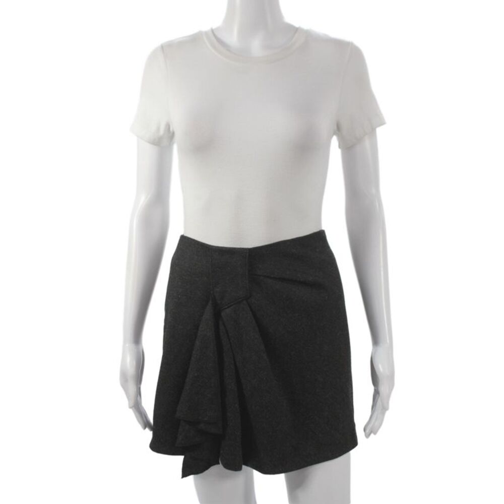 Alice + Olivia Women Dark Gray Wrap Mini Skirt Wool Blend Size 2